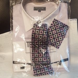 TESSORI (L) PINK STRIPE DRESS SET NEW